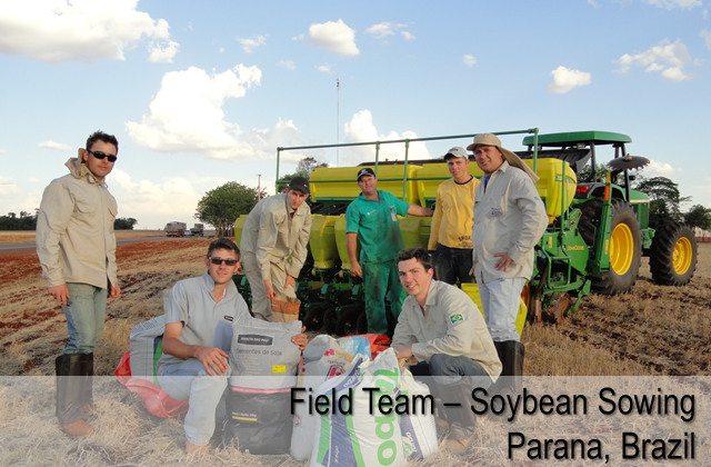 Field team in soybean sowing - Parana, Brazil